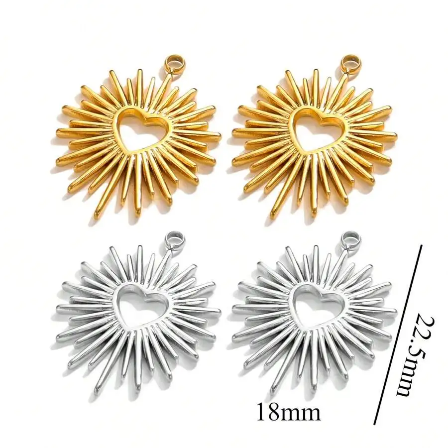 4pcs Gold Plated Stainless Steel Astral Heart Charms For Jewelry Making DIY Earring Pendants Making Supplies Accessories Parts