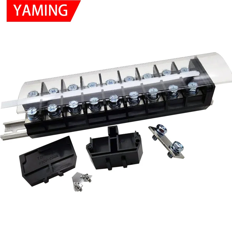 TD Series 15/20/30A Terminal Block DIN Rail Mounting 5/10/15/20/30/35/40/50 Position Brass Part TD-1505