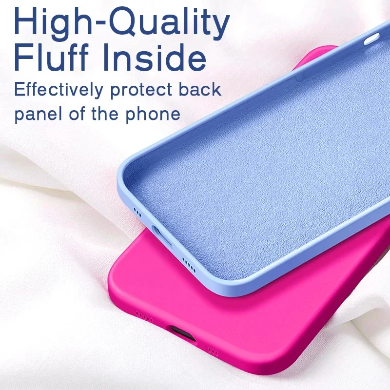 Funda de silicona líquida para iPhone, carcasa suave a prueba de golpes, Color sólido, moda, 15, 14, 13, 11, 12 Pro Max, Mini, 14 Plus, XR, X, XS Max