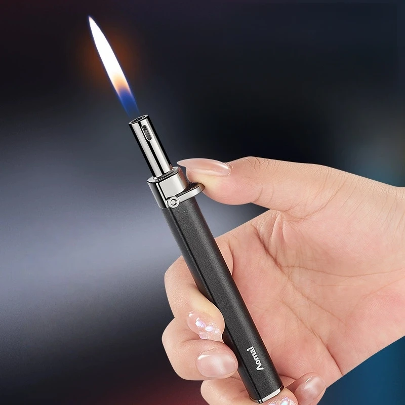 Portable Mini Bar Inflatable Lighter Lighter Metal Butane Gas Easy Ignition Kitchen Home Outdoor Cigar Pipe Camping Lighter