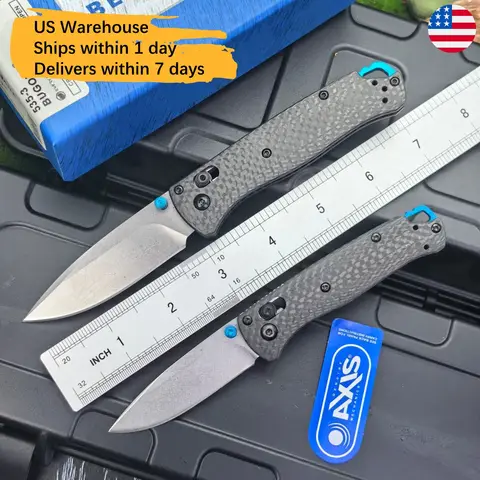 USA Stock BM 535-3 & 533-3 Folding Knife, CPM-S90V Coated Blade, Carbon Fiber Handle, EDC Outdoor Pocket Knife, Fast Shipping