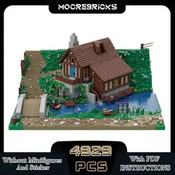 MOC-160015 Rural Street View House Large Residences Architecture Sets Movie Scene Building Blocks Model Kid's DIY Toys Xmas Gift