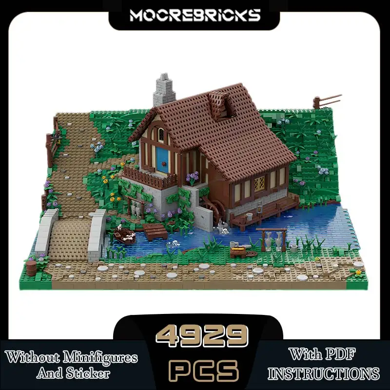 MOC-160015 Rural Street View House Large Residences Architecture Sets Movie Scene Building Blocks Model Kid's DIY Toys Xmas Gift