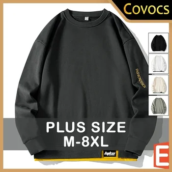 Herensweaters Herfst en winter Grote maat Effen kleur Ronde hals Tops 6xl, 7xl, 8xl Oversized sportshirts Heren losse pasvorm