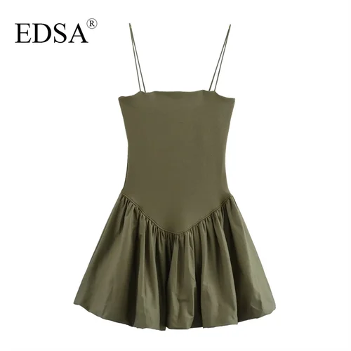 Imagen 2 del producto EDSA-minivestido Vintage liso para mujer, Vestidos de baile, cuello de barco, sin mangas, informal, moda de verano