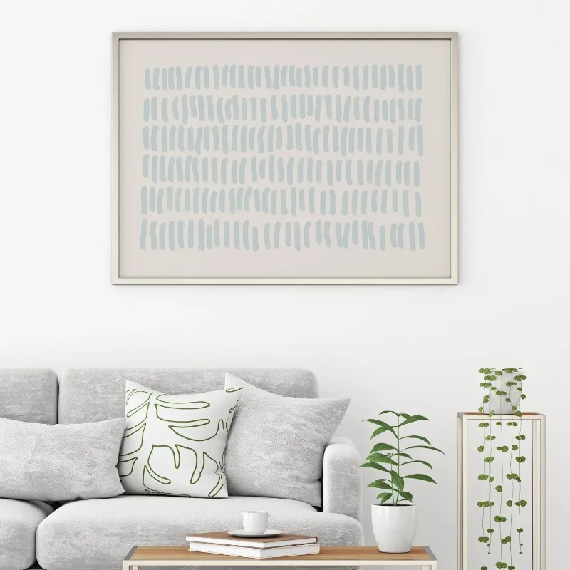 Soft Blue Abstract Line Canvas Wall Art Unframed Minimalist Brush Stroke Print Neutral Boho Poster for Modern Bedroom Home Decor