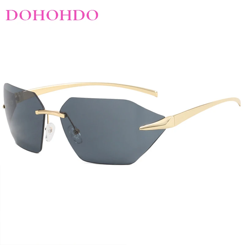 العلامة التجارية الفاخرة مصمم بدون شفة ساق معدنية العصرية المرأة النظارات الشمسية مصمم العلامة التجارية الرجال مكبرة السفر محرك الحفلات نظارات UV400