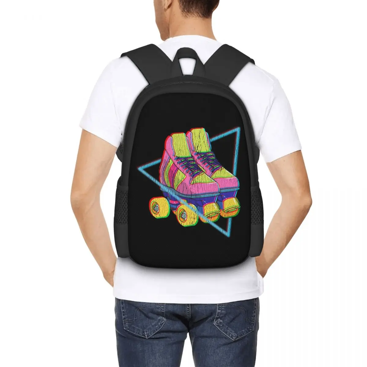

Retro Roller Skates Colorful Student Backpack School Bag Hiking Travel Daypack for Boys Girls Fashion Bookbag Shoulder Bags