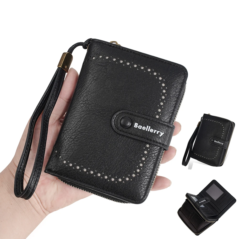 

Женский кошелек, 1 шт., с защитой от сканирования RFID, на молнии, для мелочи, с множеством отделений для карт, большой вместимости, для телефона, винтажный, на запястье