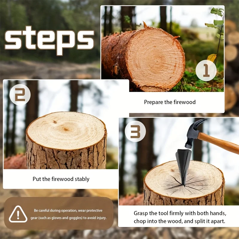 4lb Manual Splitting Wedge Heavy Duty, Labor-Saving Log Splitter for Efficient Wood Splitting, Splits into 4 Pieces with Ease