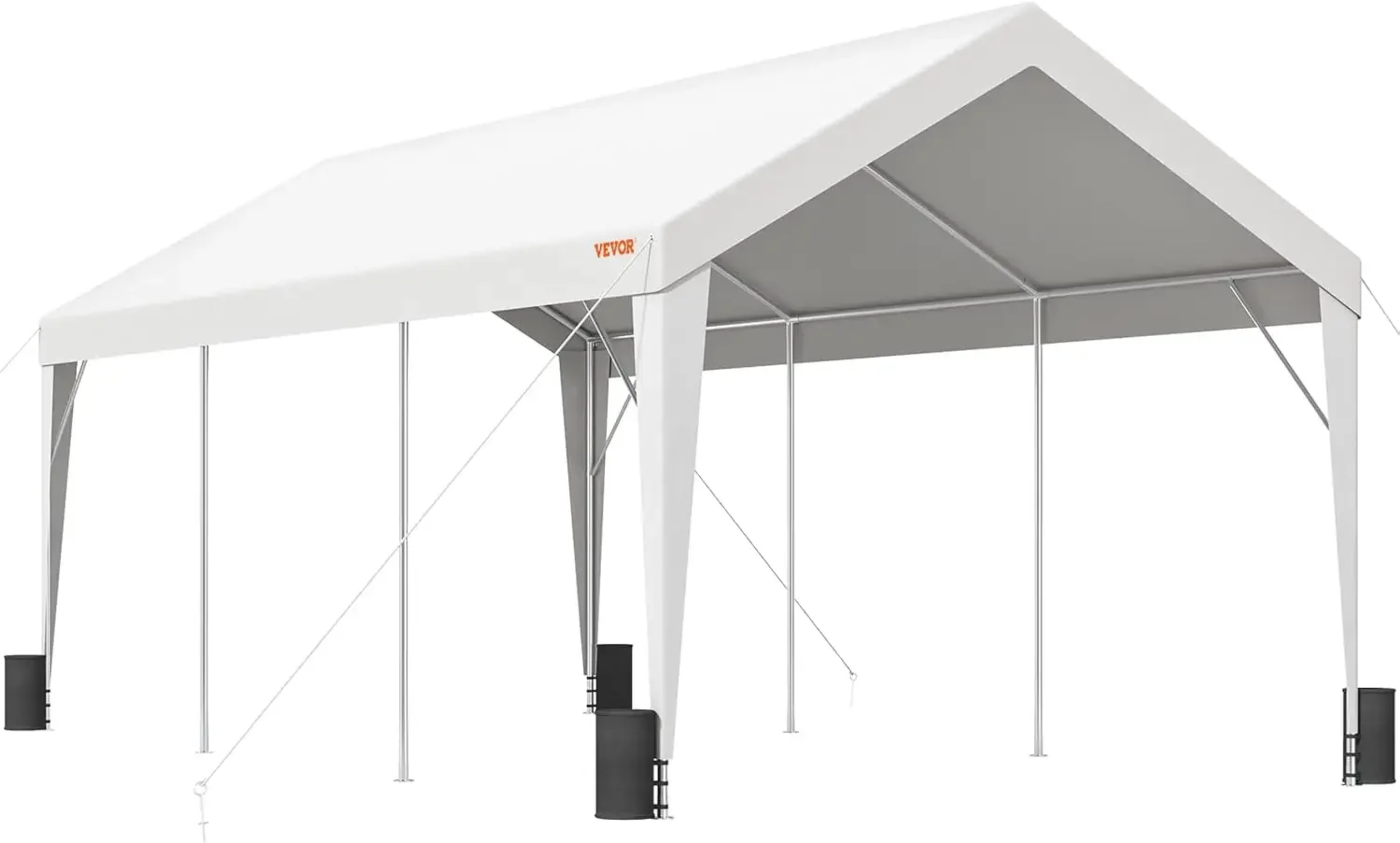 10x20 ft Heavy Duty Car Canopy Garage Boat Shelter Party Tent with 8 Reinforced Poles and 4 Weight Bags, UV Resistant Waterproof