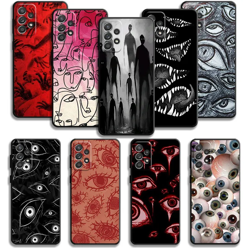 Phone Case For Samsung Galaxy A14 A73 A53 A71 A51 A31 A33 A22 A12 A21s A13 A32 A52s A72 A52 A23 Strange Scary Ghost Tooth Eyes