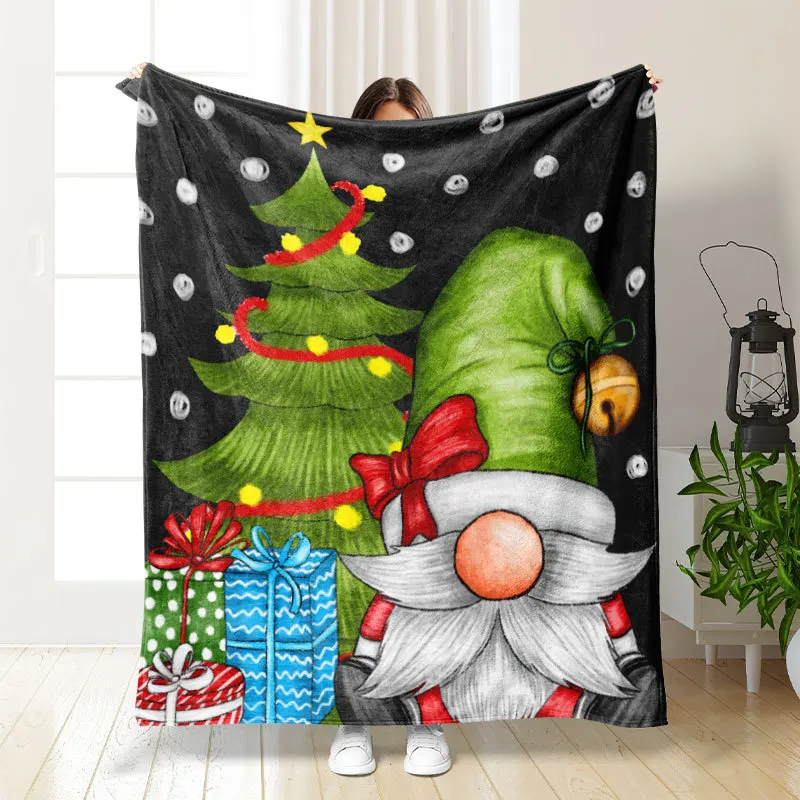 Christmas Tree Gift Santa Claus Flannel Blanket Throw 150X200cm Lightweight on Bed Sofa for Christmas