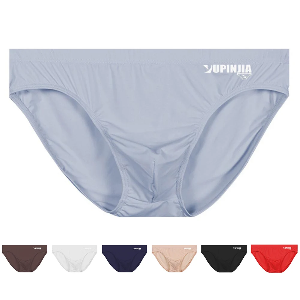 

Men Sexy Briefs Low Rise Ice Silk Brazilian Underwear Breathable Soft Bikini Pouch Lingerie Summer Men's Panties Underpants Men