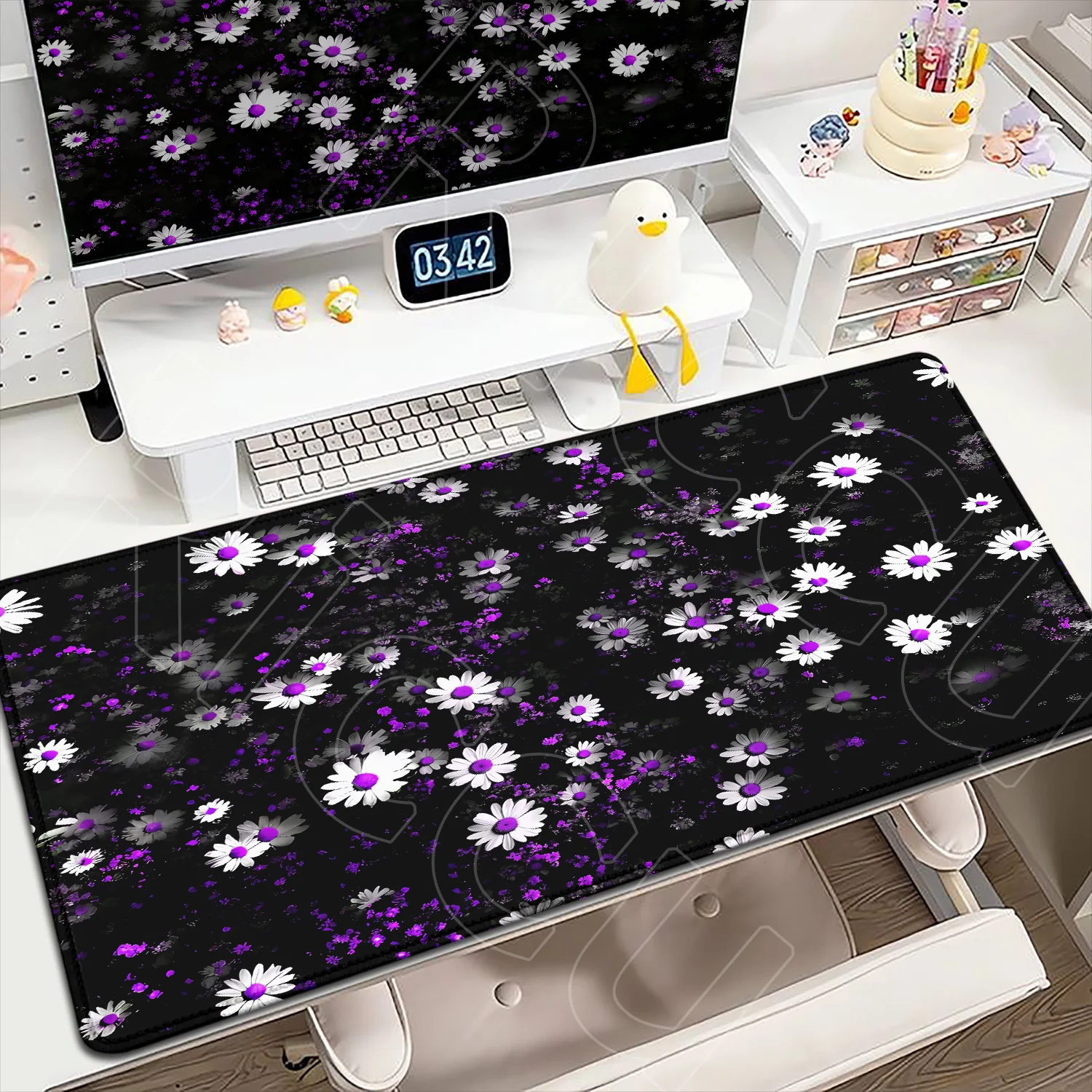 

XXL Fashion Dark Style Daisy Flower Mouse Pad Computer Laptop Anime Keyboard Speed Mouse Rug 900x400mmGamer Decoracion Table Mat