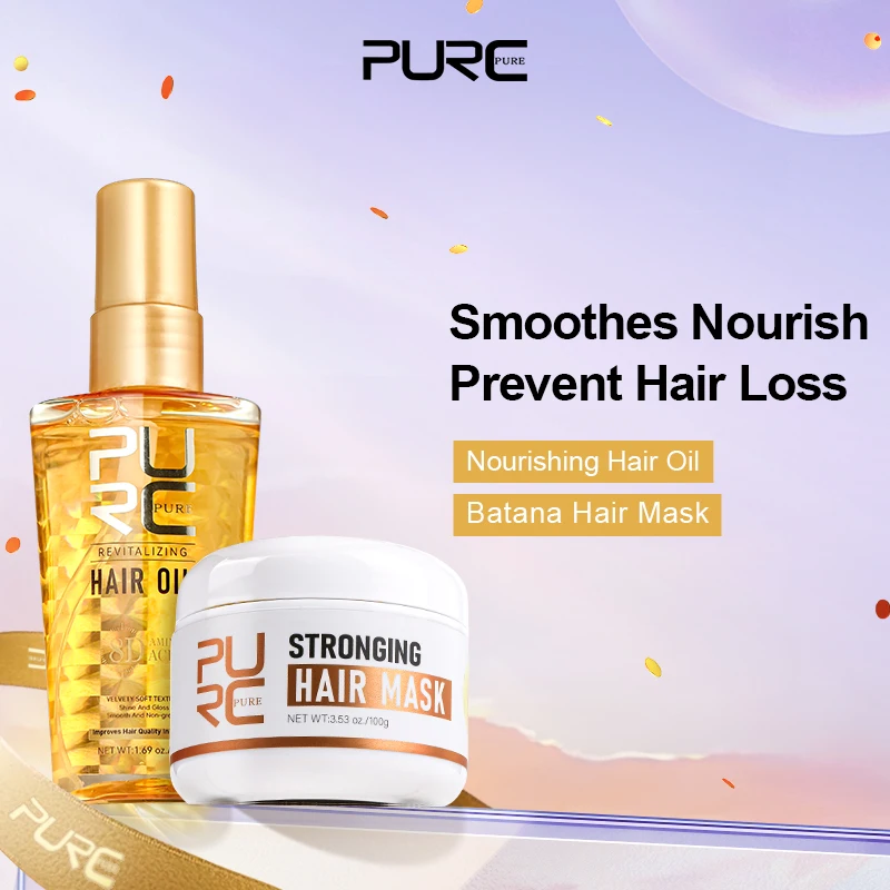 

PURC Batana Hair Mask Argan Oil for Fast Regrowth Hair Nourish Smoothing Repair Damaged Frizz Dry Hair Loss Treatment Products