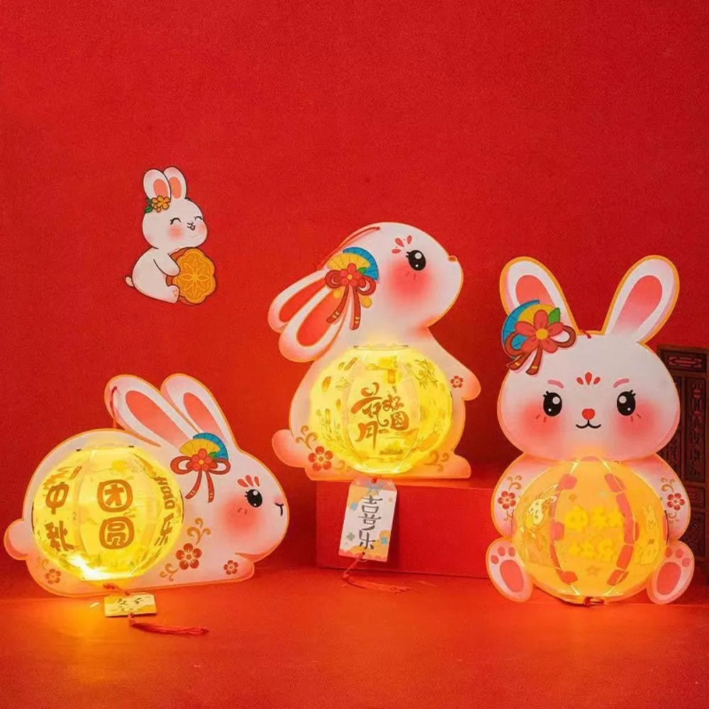 Hanging Rabbit Lantern Luminous Handmade Mid-Autumn Festival Lantern Chinese Glowing Handheld Luminous Lantern Party Decoration