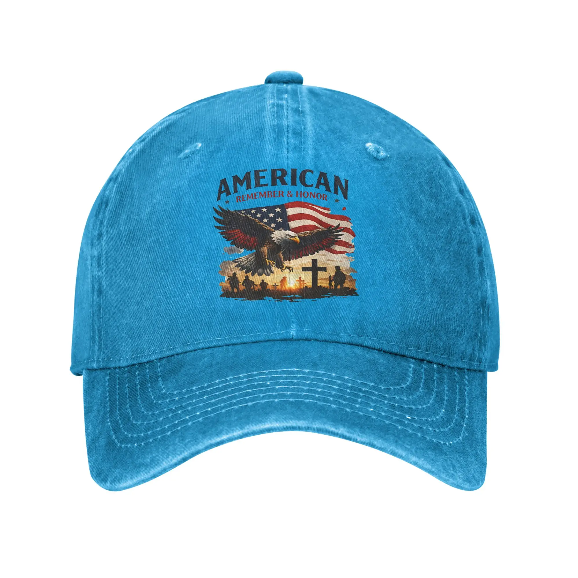 Memorial Day American Eagle  Unisex Style Baseball Cap Remember and Honor Distressed Cotton Caps Hat Outdoor Summer Headwear