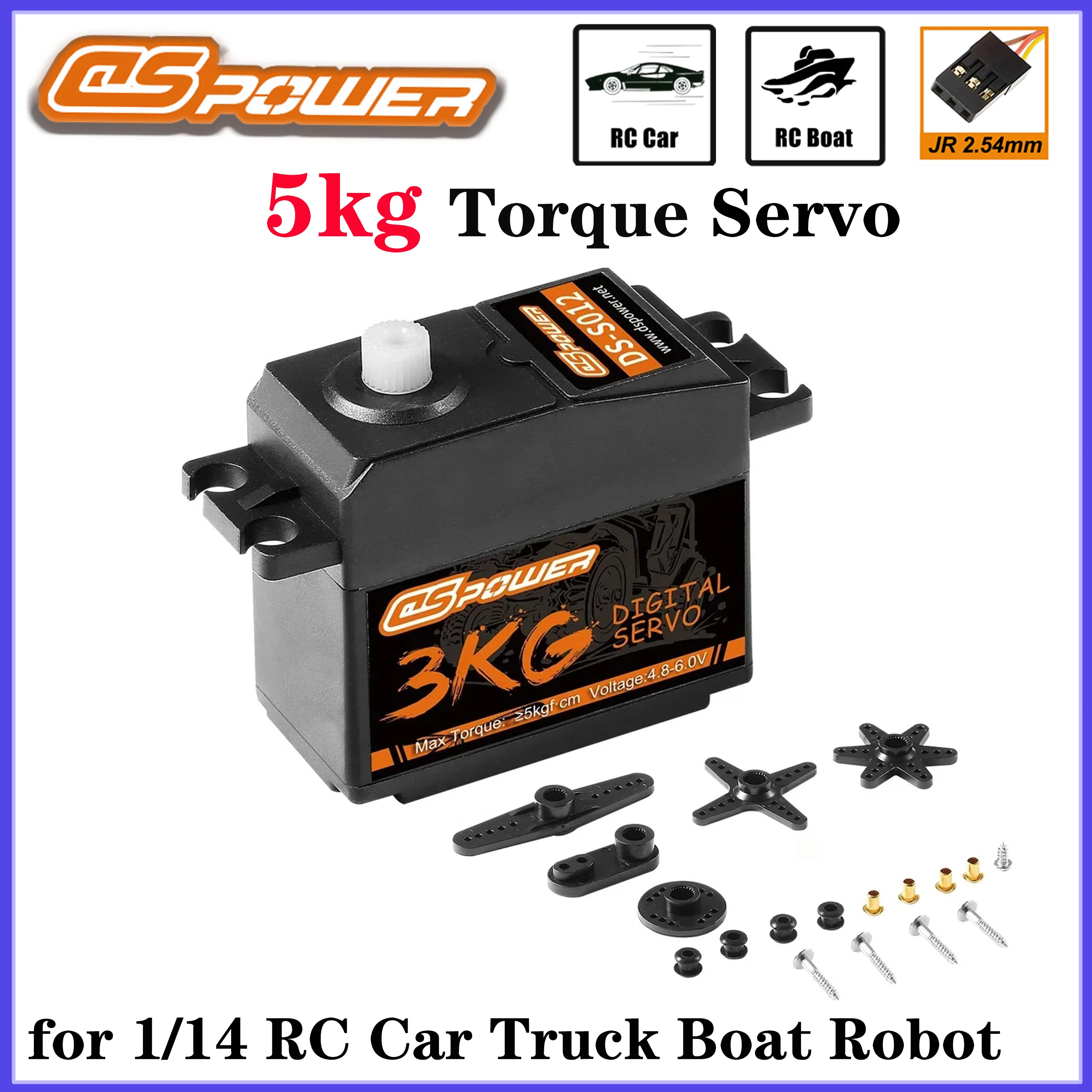 

DSPOWER 3KG High Precision Digital Servo 5KG Torque for 1/12 1/14 RC Car Truck Robot Model MJX Axial WLtoys Hyper Go 14210 14209