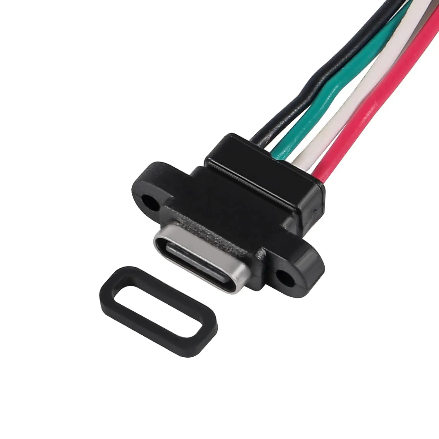 8pcs USB Connector Type-C Female Chassis 4 Pin for DIY, Waterproof 4P Solder Wire Type USB C Pigtail Cable Extension Power Cable image 6