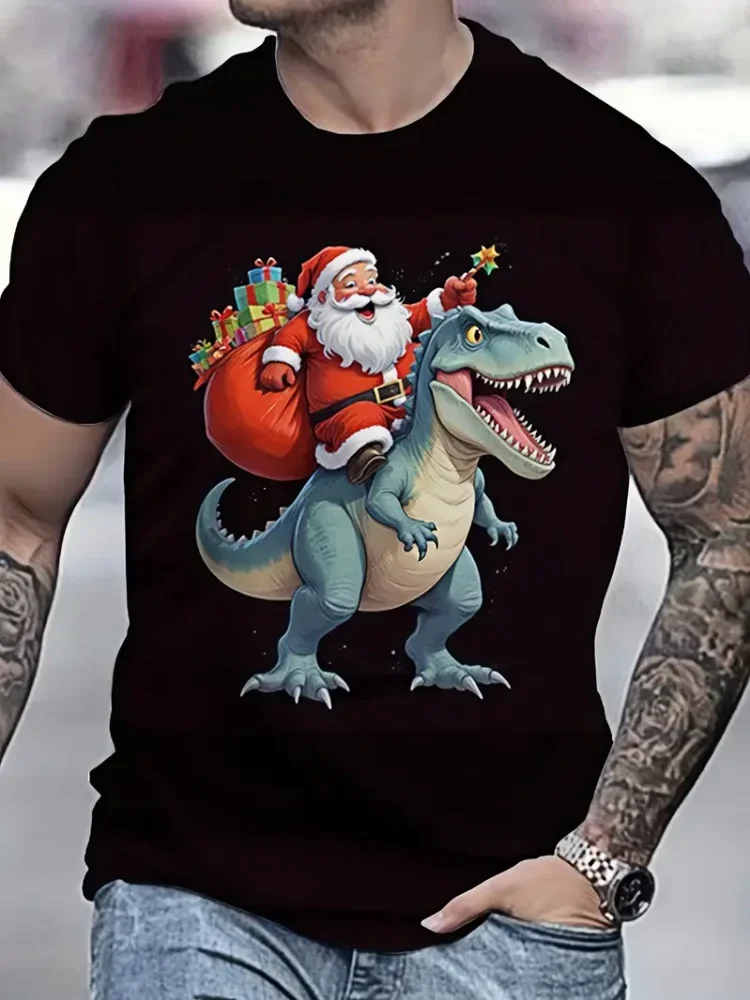 

Fashion Men's Christmas T-shirt Santa Claus Graphic T Shirt 3D Printed Tee Casual Loose Tops Street Oversize O-neck Men Clothing