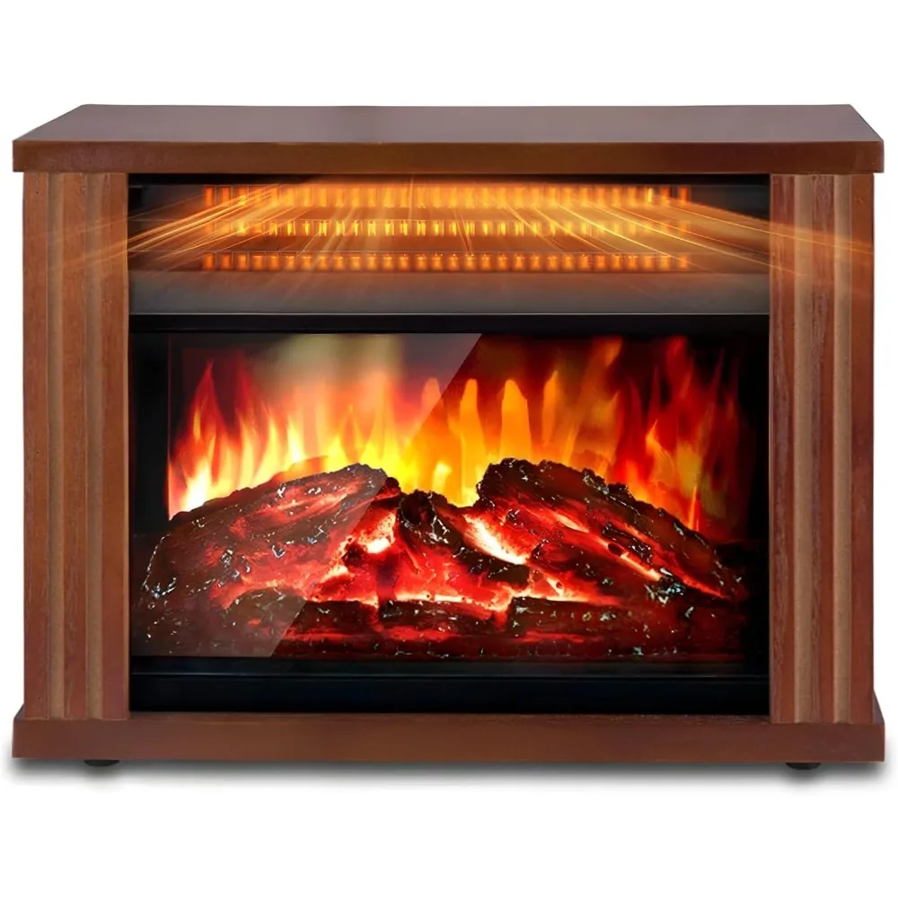 

Small Electric Fireplace Heater, LifePlus Mini Wooden Space Tabletop Fireplace with 3D Realistic Flame Effect, Cool and Safe to
