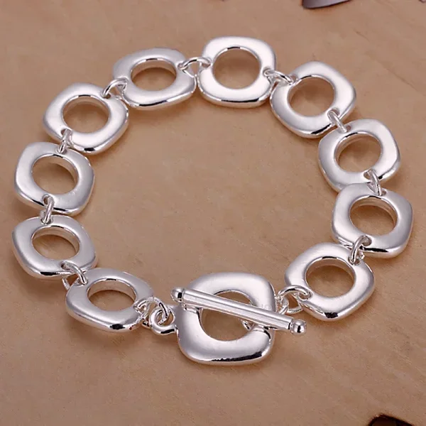 

Beautifully Square 925 Sterling Silver Bracelets New Listings High Fashion Hot Selling Silver Woman Jewelry Christmas Gifts