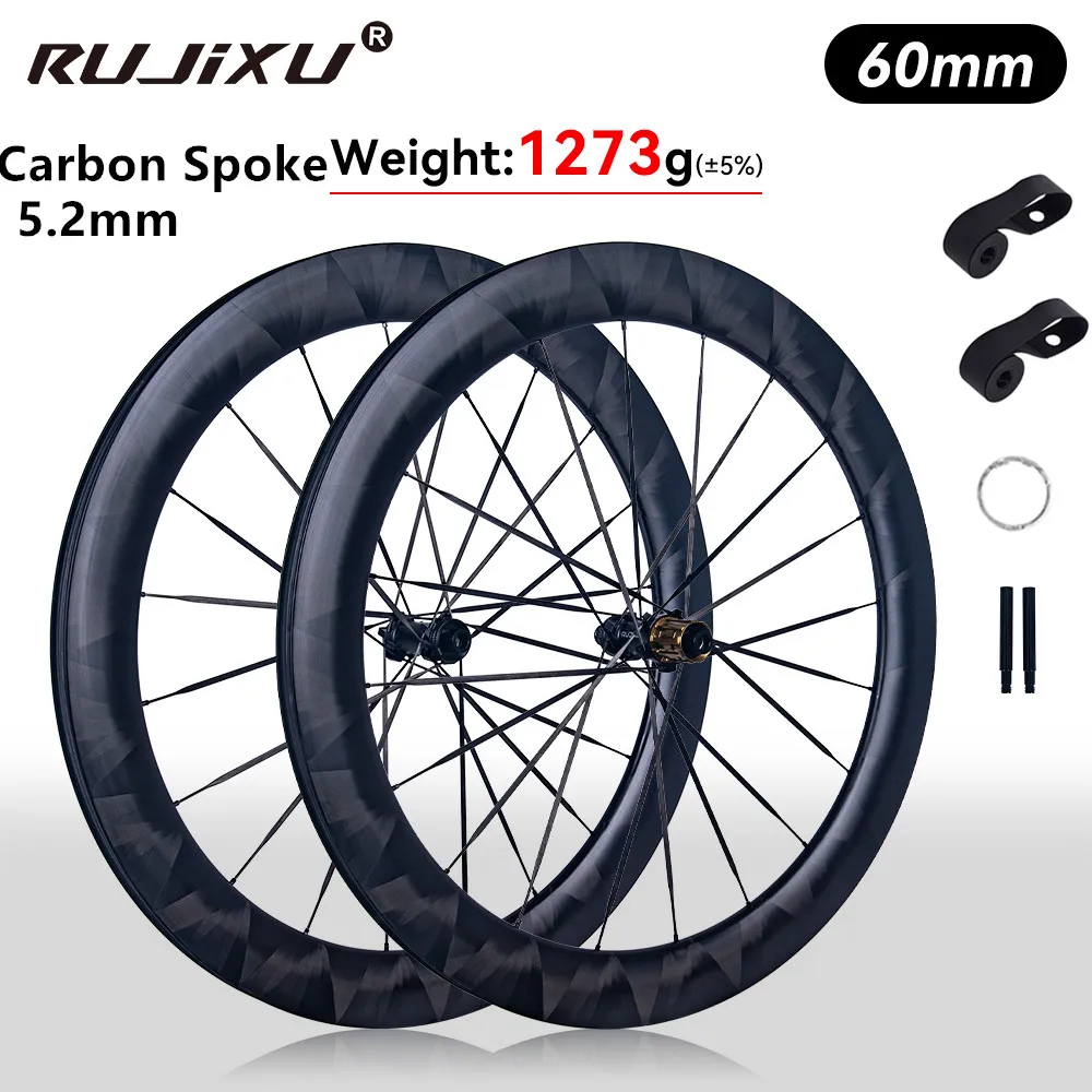 Butterfly Pattern Carbon Wheelset Elegant Black Ratchet 36T 60T Carbon Fiber Spoke Wheelset 700C Disc Brake Road Bike Wheelset