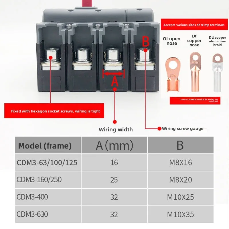 CDM3S Moulded Case Circuit Breaker 3P 4P 3300 4300 380V Overload Short Circuit Power Protection Switch