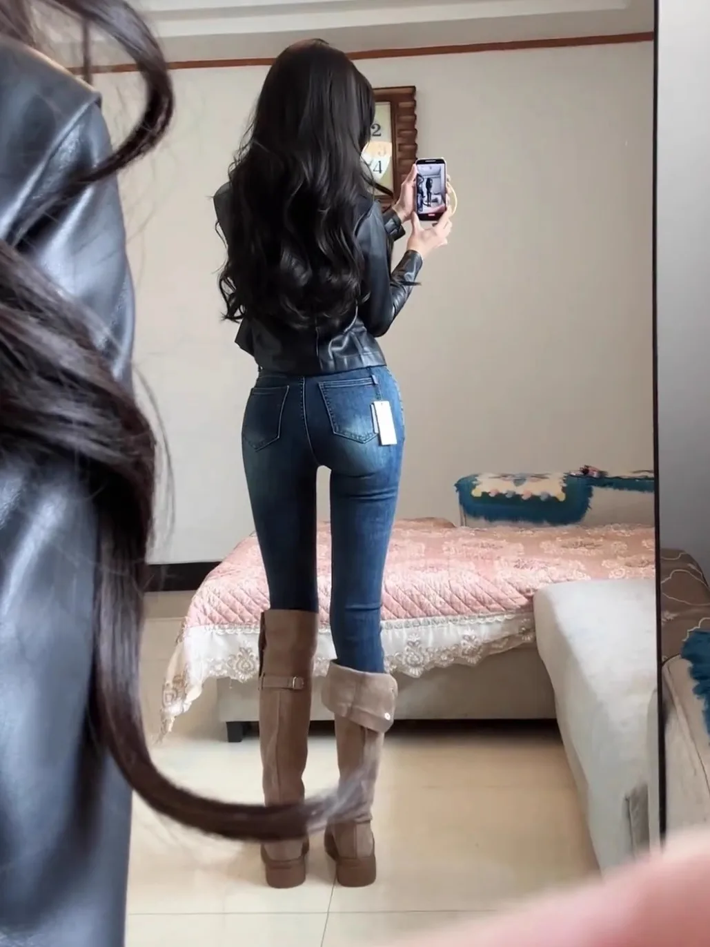 

High Waist Distred Denim Jeans Women's Tight Fit Elastic Slimming Butt Lifting Sexy Autumn Korean Sle Cotton Stretch Denim