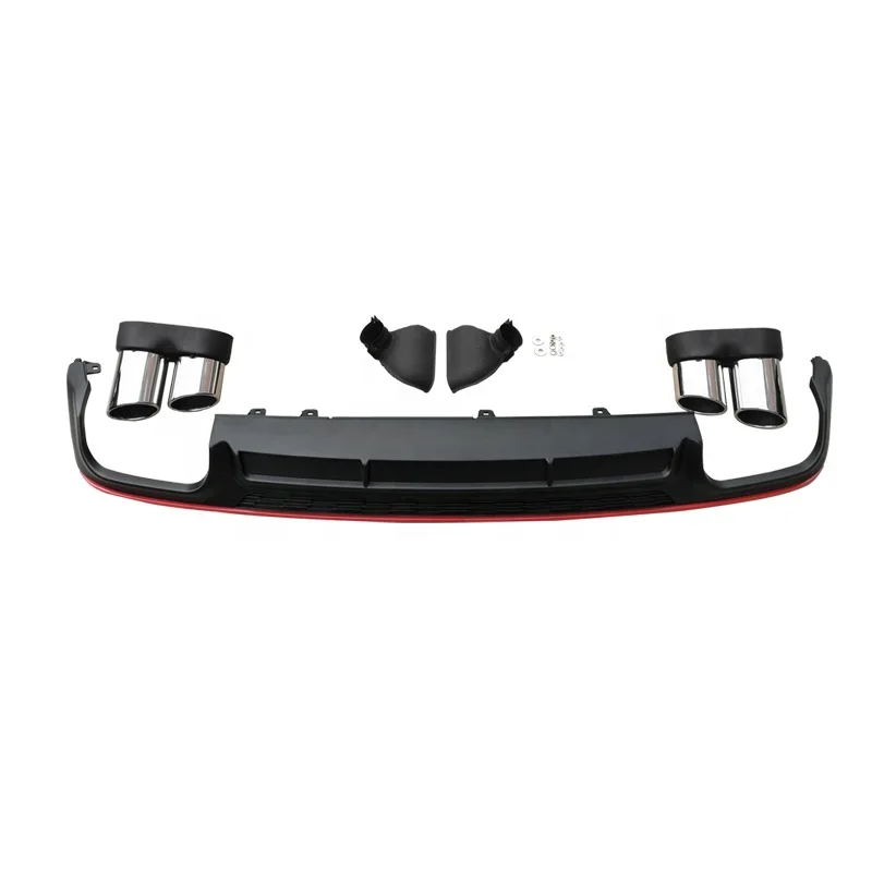 Auto rear bumper diffuser with GROSS BLACK WITH RED STRIP s-line tailpipe S6 diffuser refit for Audi A6 2019 2020 2021 2022