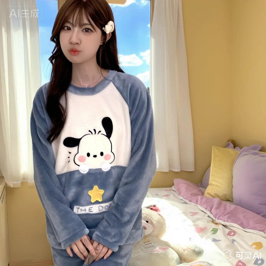 

Пижамы Cinnamoroll Sanrio Fresh Kawaii Sweet Fret, осень-зима, оставайтесь в домашнем досуге, можно носить на улице, завинчивающаяся милая девушка