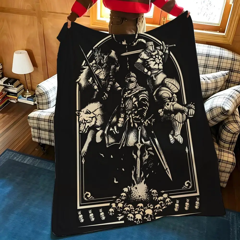 Game D-Dark S-Souls Throw Flannel Cozy Print Blanket, Portable, Durable  Machine Washable cute Cool