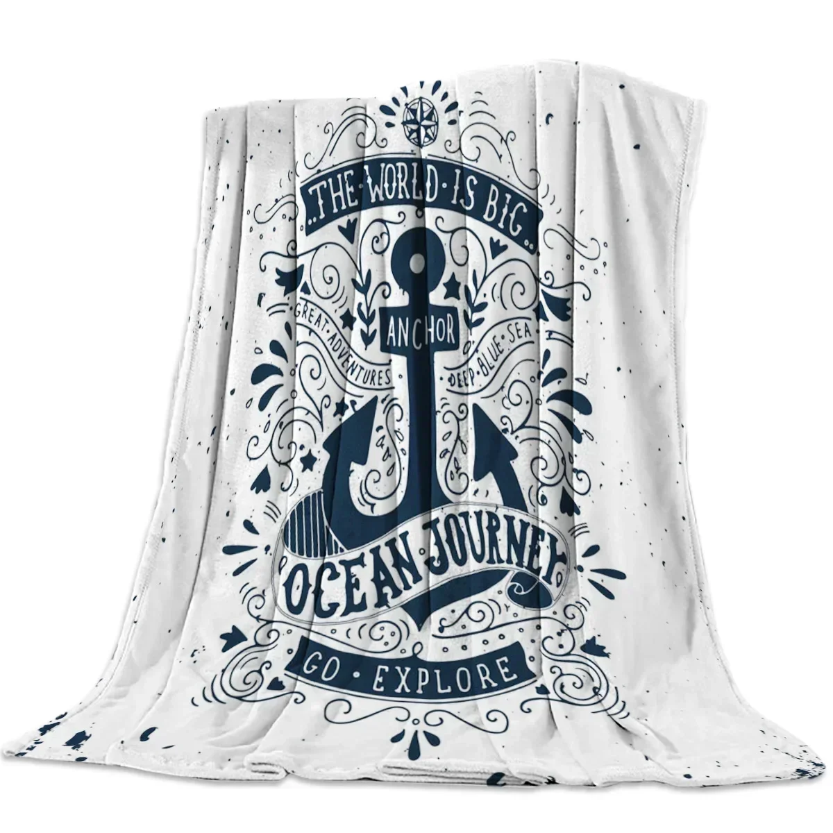 

Anchor Ripple Flannel Throw Cozy Soft Warm Blanket for Bedroom Couch Chair Perfect Gift for Kids Adults