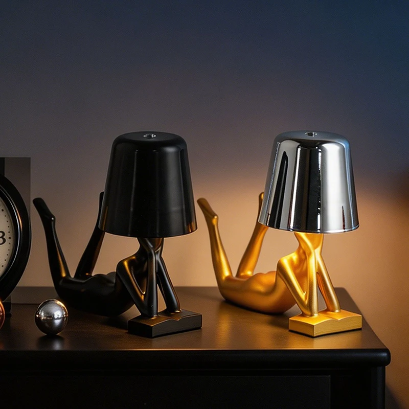 2026 New Lazy Human Figure USB Rechargeable Resin Table Lamp Creative Night Light Gift For Bedroom Study Desktop Art Decoration