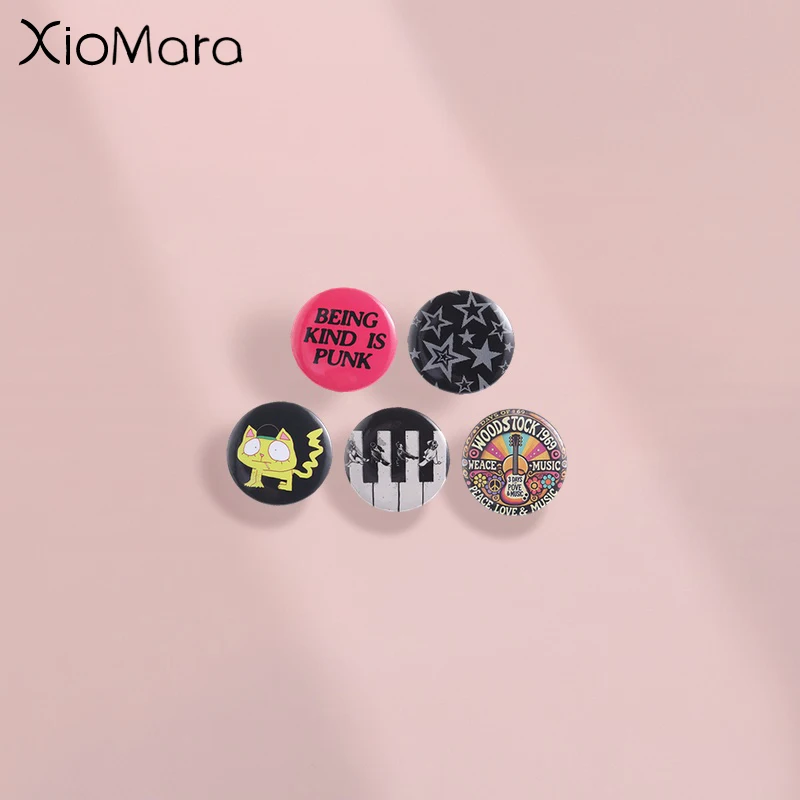Creative Art Reproduction Badge Pin, Starry Sky Vortex and Graffiti Smile Pattern, Metal Pin, Neutral Design, Gift for Friends