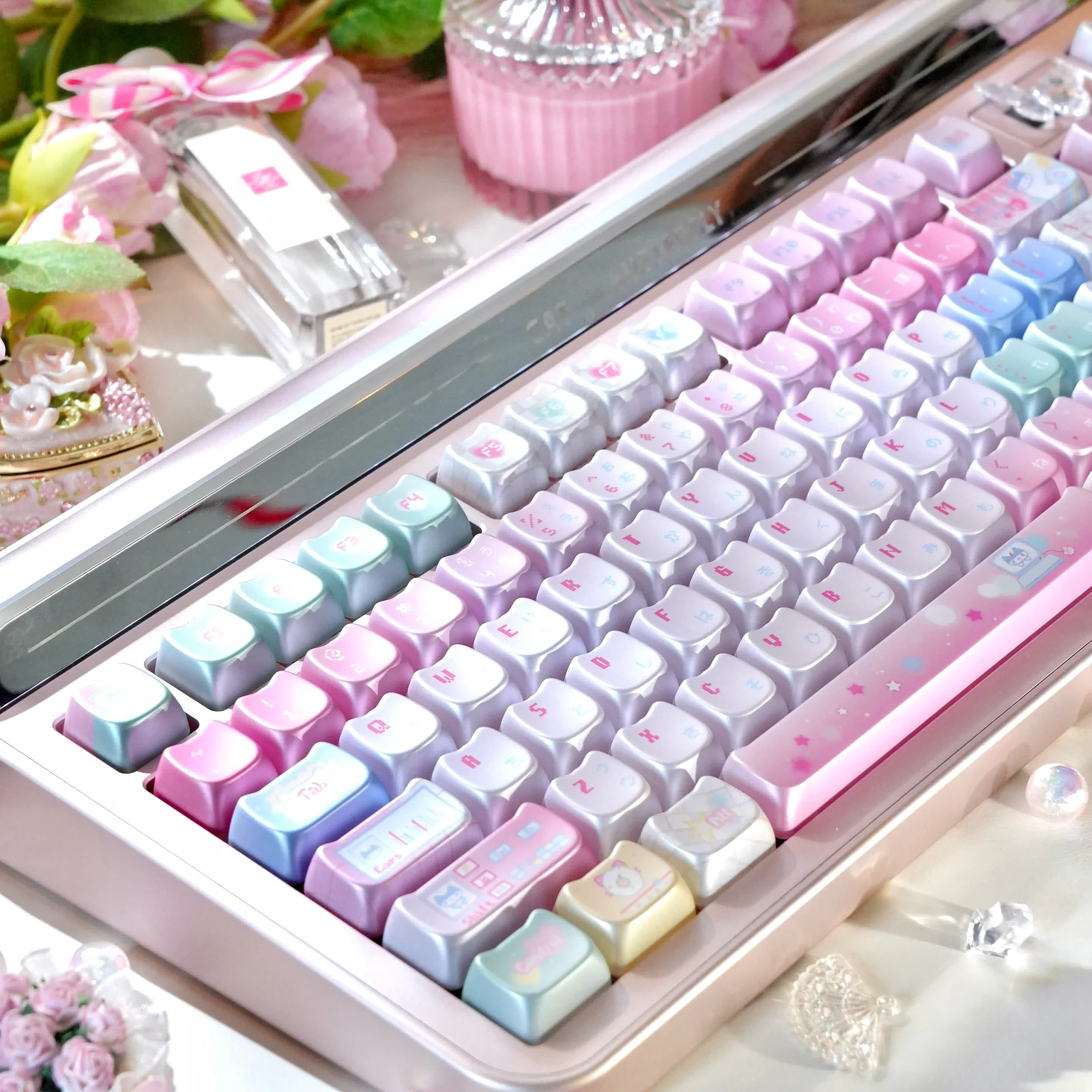 Metal-like E-sports Cat Theme Keycaps Set MAO profile Custom Original Handmade Skin Like Coating Theme Keycaps Set Accessories