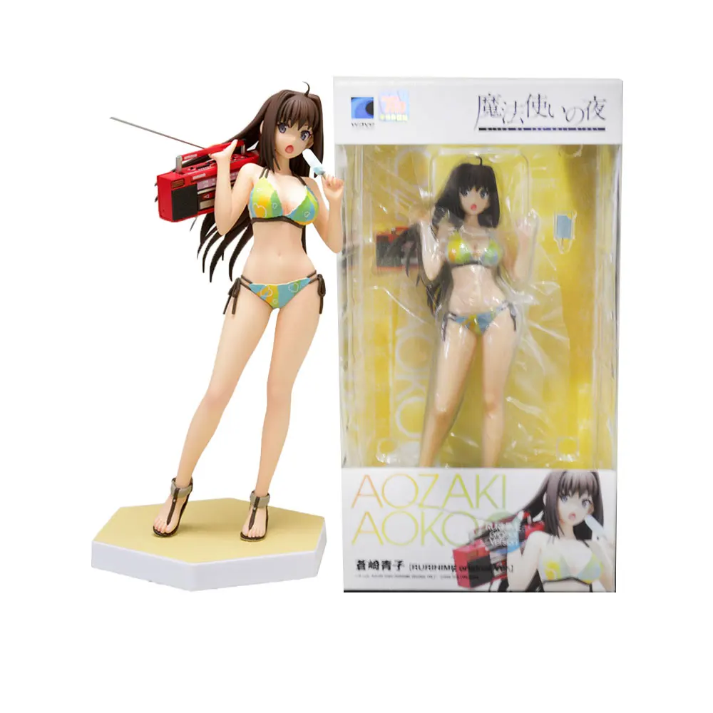 

16CM Anime Mahoutsukai no Yoru Aozaki Aoko Figure Standing Beach Swimsuit Anime Model Toy Gift Collection Decorative Ornament