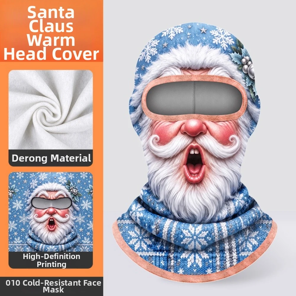 Prank 3D Printed Funny Face Balaclava Santa Claus Windproof Full Face Hood Thermal Warm Face Cover Cosplay