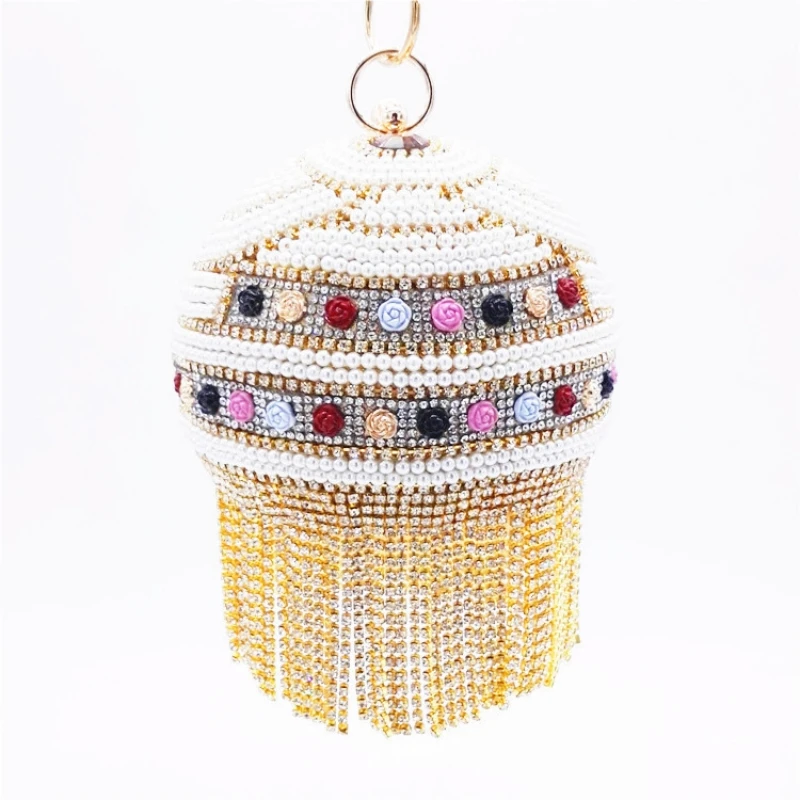 Fashionable Women's Bag Ball Shaped Portable Evening Bag Diamond Inlaid Bag Party Handbag Wedding Dress Bag