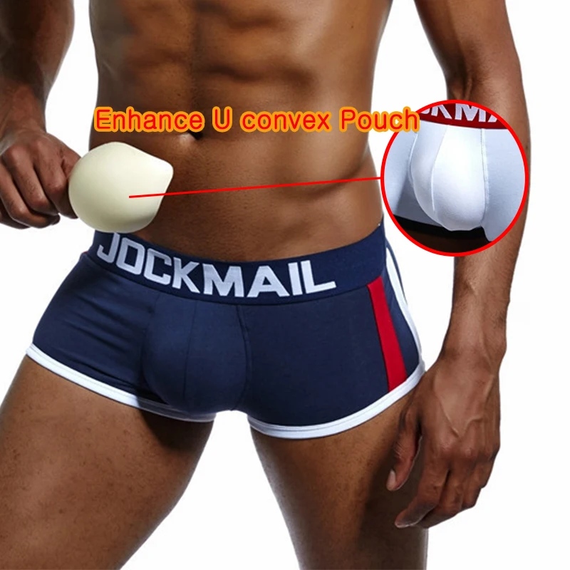 

Men's Cotton Cup Boxer Underwear Sexy U Enhance U Convex Pouch Panties Gay Underpants Briefs