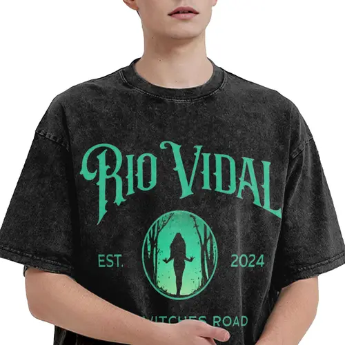 Imagen 2 del producto Camiseta lavada de Rio The Witches Road Est 2024, ropa de calle, camisetas Agatha All Along, camisetas para hombres y mujeres, camisetas estampadas de algodón