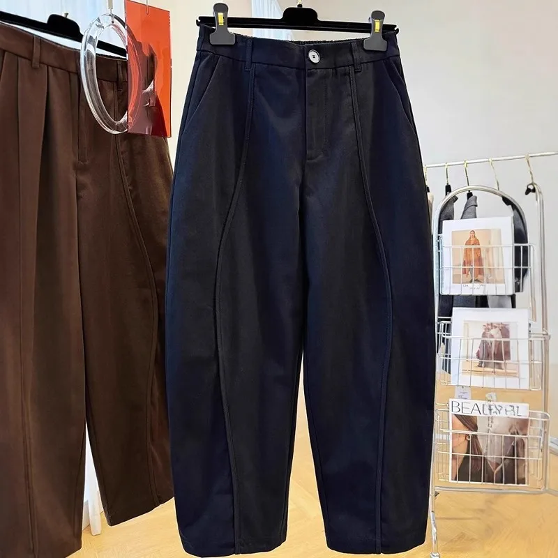 

Loose American Retro Casual Elastic Waist Scythe Pants Men's Workwear Trousers Nine Points Autumn Winter Heavy Du Clothing