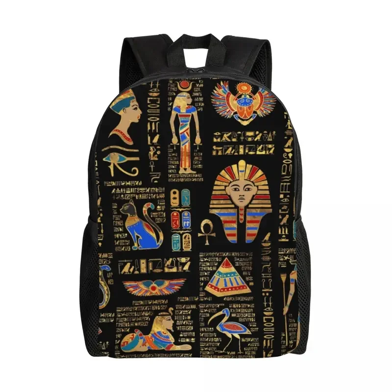 Custom Egyptian Hieroglyphs And Deities Laptop Backpack Women Men Bookbag for College School Students Ancient Egypt Art Bags