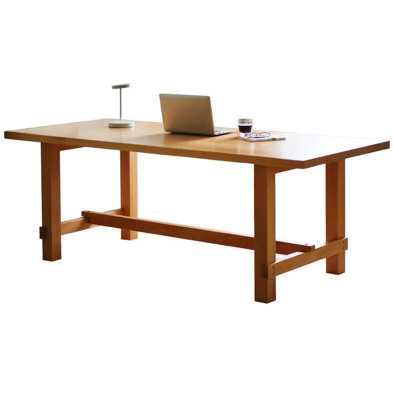 

Modern simple solid wood desk Nordic style rectangular log color combination home living room