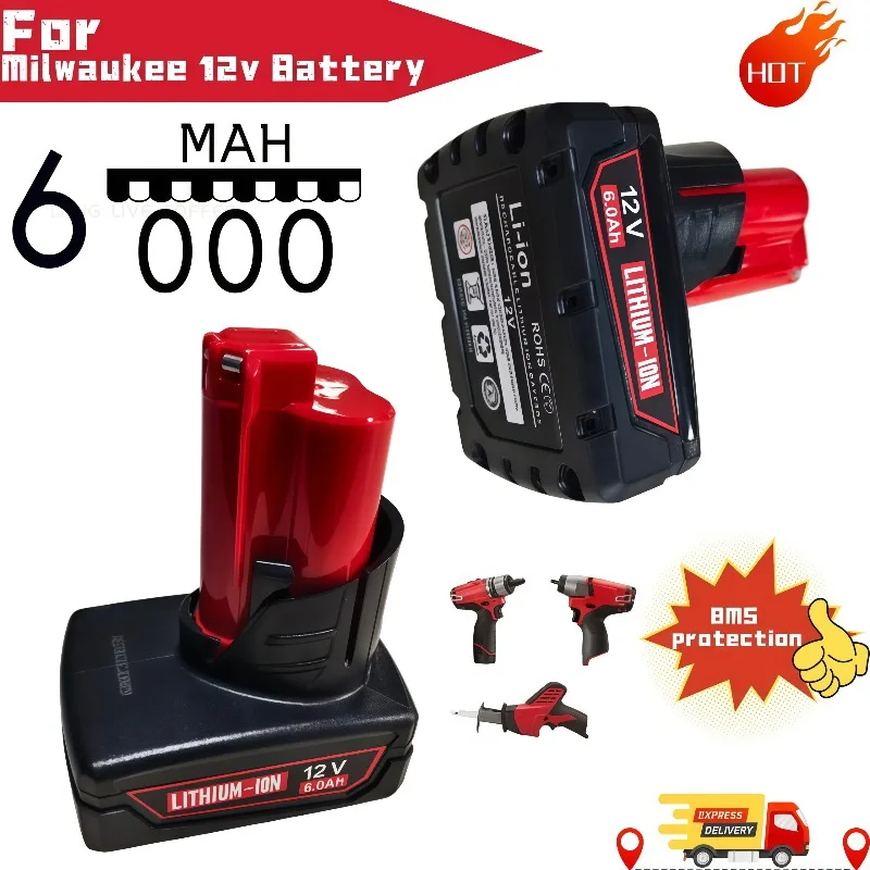 M12 XC 12V 6.0Ah Lithium Ion Battery Replacement Spare Battery For Electric Cordless Tools 48-11-2420 48-11-2410 48-11-2411