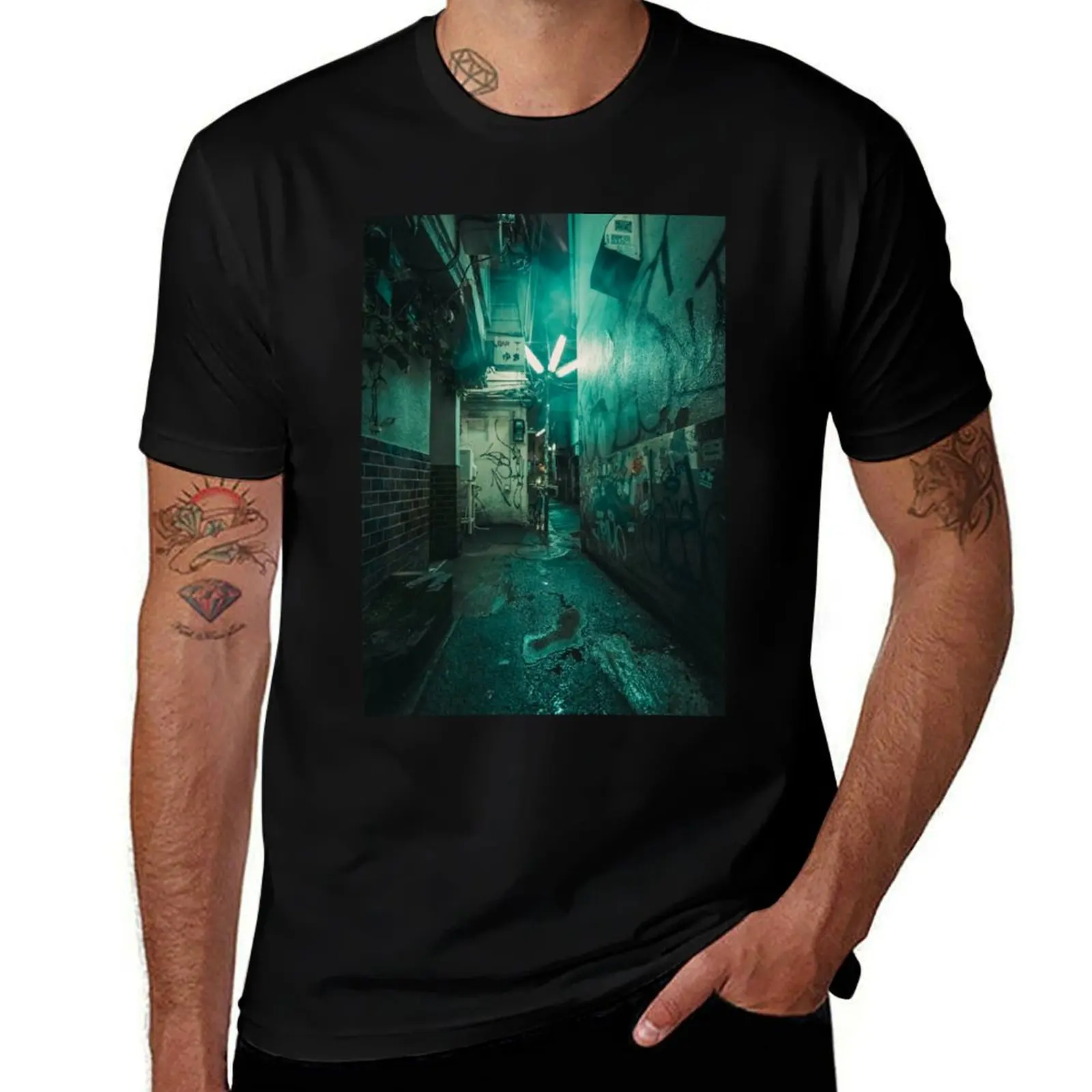 

Tokyo in the Rain - Sangenjaya Alley T-Shirt Modern Style Print T-Shirt