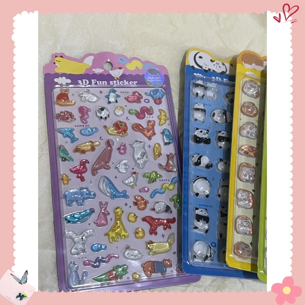 

2025 Cartoon and beautiful 3D relief fun stickers, 3D crystal stickers, mini decorative stickers for children and girls Gift