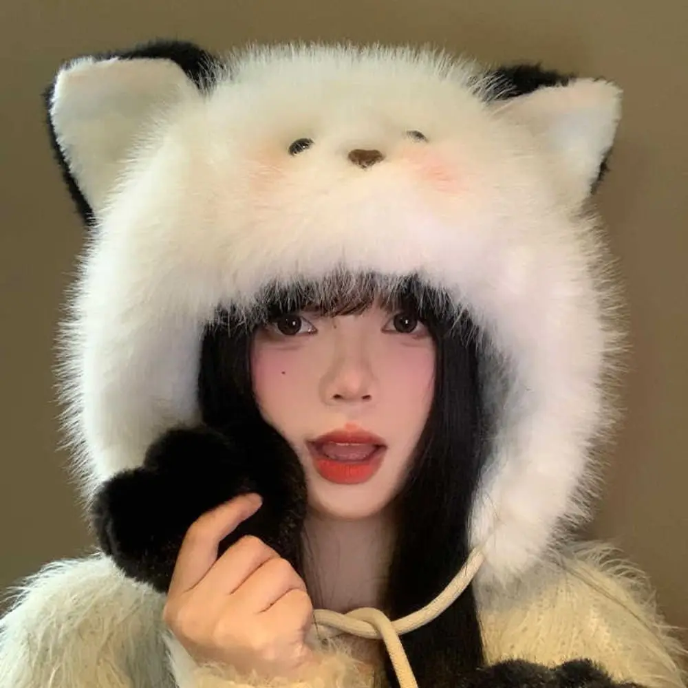 

New Fluffy Winter Hat Ear Protection Winter Warm Fur Bucket Hat Thicken Cover Head Cap Women