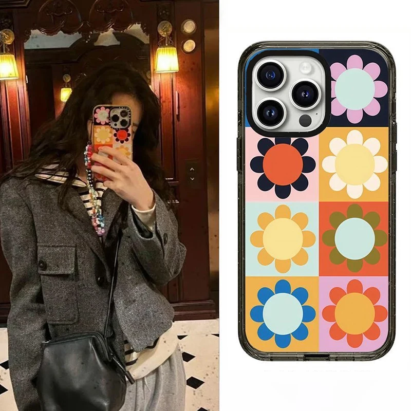 

Colorful Flower 2.0 Acrylic iPhone 11 12 13 14 15 Pro Max Protective Mobile Phone Case Cover Shell